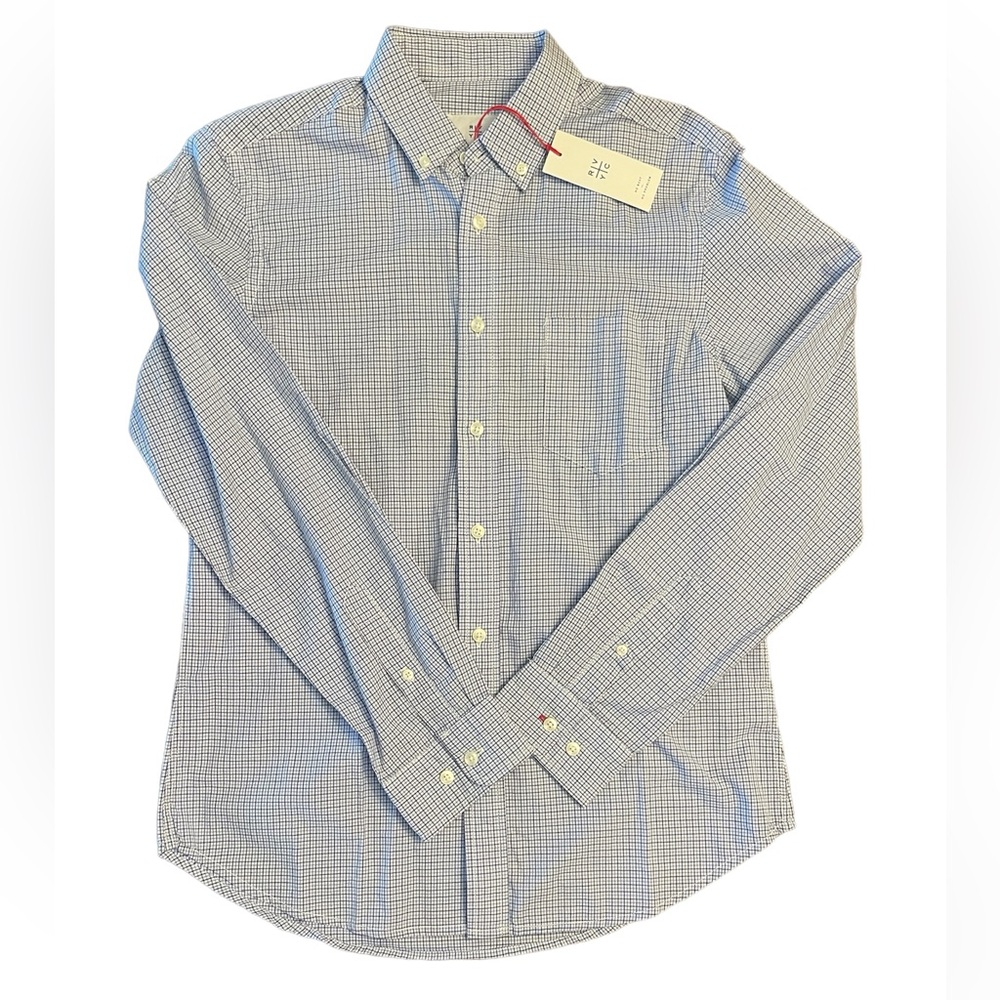 RVYC, No Boat No Problem, men’s shirt, size M,blue and white plaid,cotton, NWT